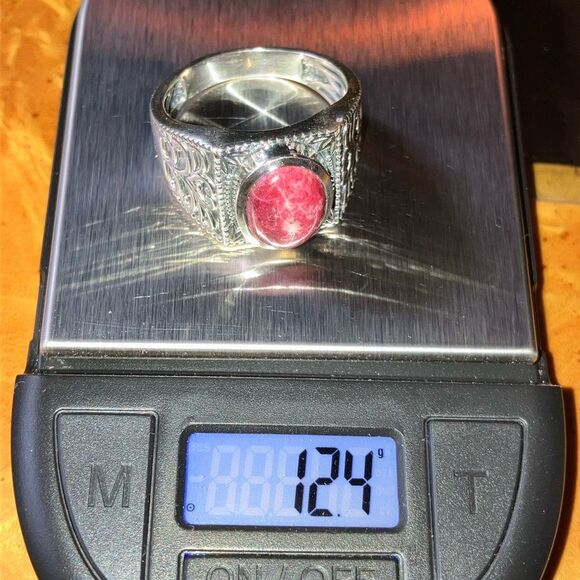 Norwegian Thulite Sterling Silver Men’s Ring Size 14 - Picture 7 of 8
